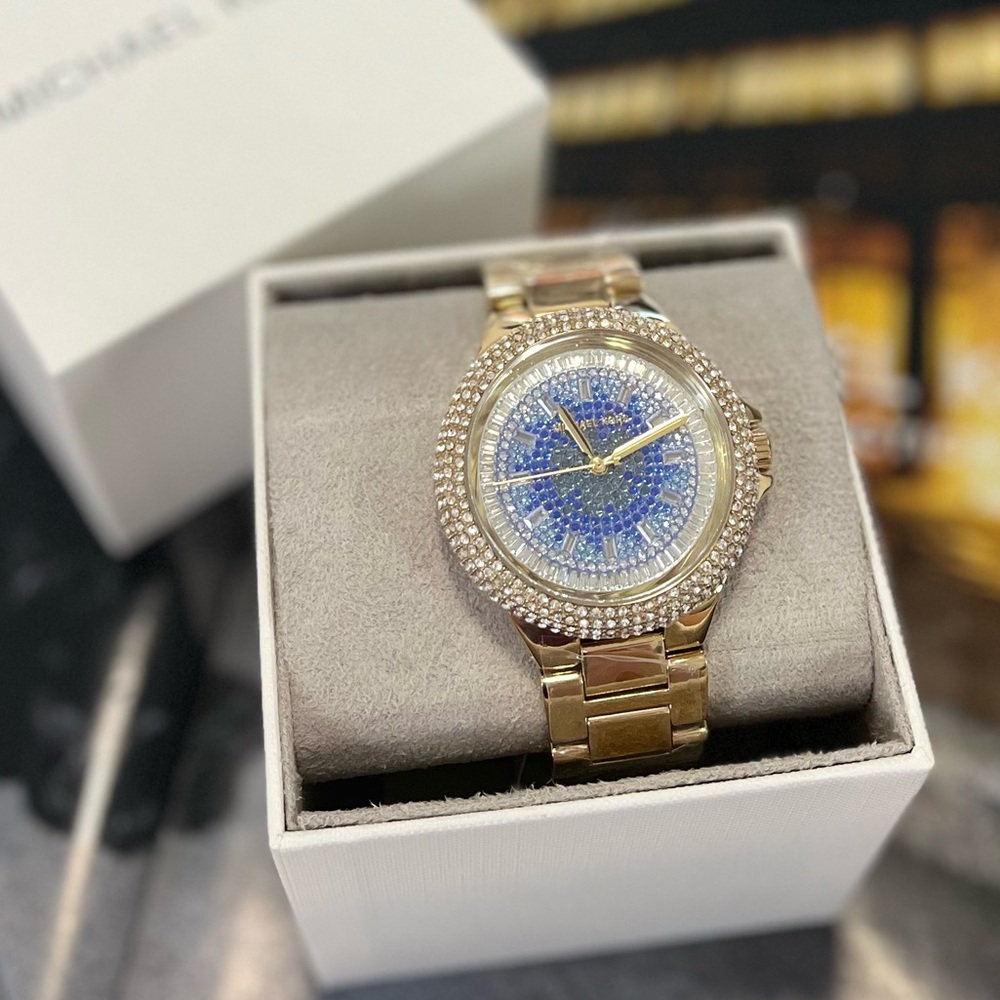 New Michael kors Oversized Camille Ombre Pave Gold-Tone Watch